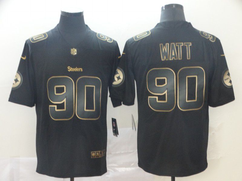 Men Pittsburgh Steelers 90 Watt Nike Vapor Limited Black Golden NFL Jerseys